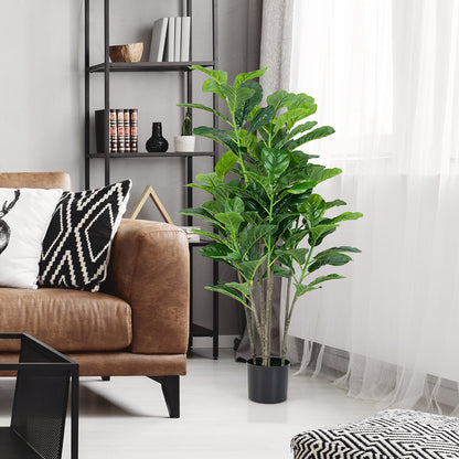 Set of 2 - 51 Inch Artificial Fiddle Leaf Fig Trees for Indoor & Outdoor Decor