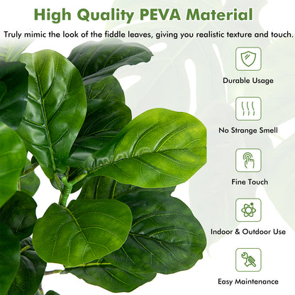 Set of 2 - 51 Inch Artificial Fiddle Leaf Fig Trees for Indoor & Outdoor Decor