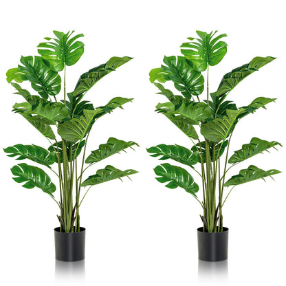 Set of 2 - 5 Foot Artificial Monstera Deliciosa Trees with Lush Greenery