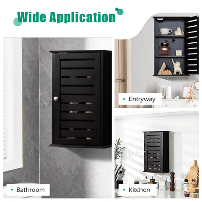 Wall-Mounted Medicine Cabinet with Adjustable Shelves and Louver Door