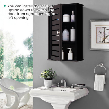Wall-Mounted Medicine Cabinet with Adjustable Shelves and Louver Door