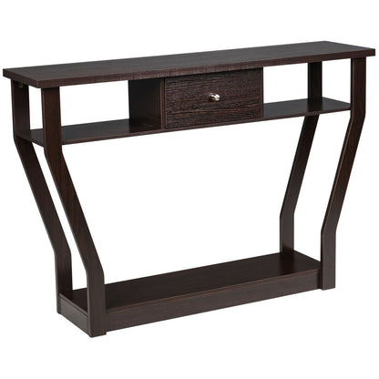 Elegant Console Table with Storage Drawer and Open Shelf for Hallway or Living Room - Brown