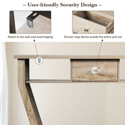 Elegant Console Table with Storage Drawer and Open Shelf for Hallway or Living Room - Grey