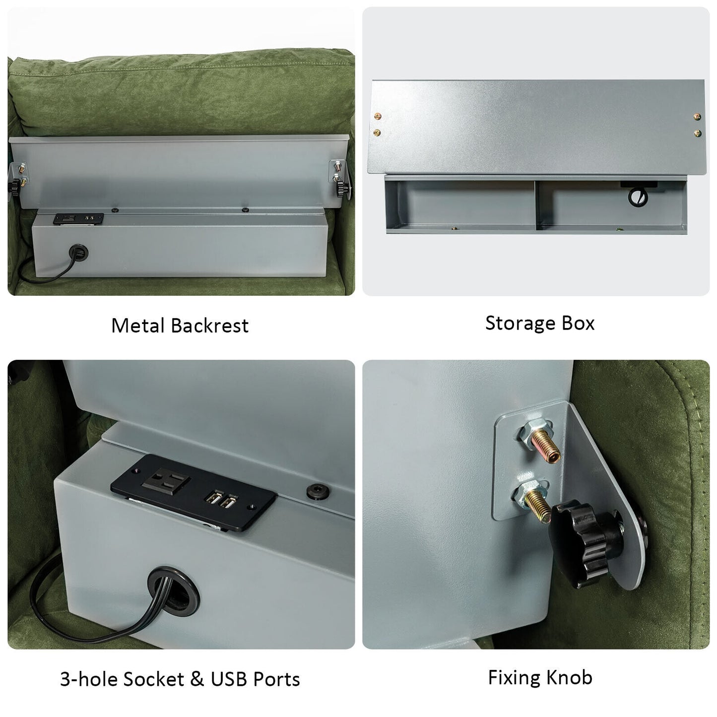 Modular L Shaped Sectional Sofa with Reversible Chaise USB Charging Ports and Hidden Storage in Army Green