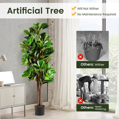 5ft Lifelike Artificial Fiddle Leaf Fig Tree with Moss Base – Perfect Indoor & Outdoor Decoration