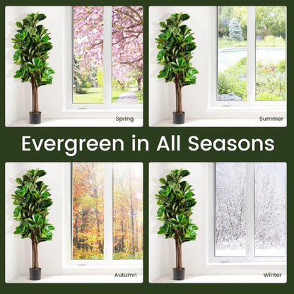 5ft Lifelike Artificial Fiddle Leaf Fig Tree with Moss Base – Perfect Indoor & Outdoor Decoration