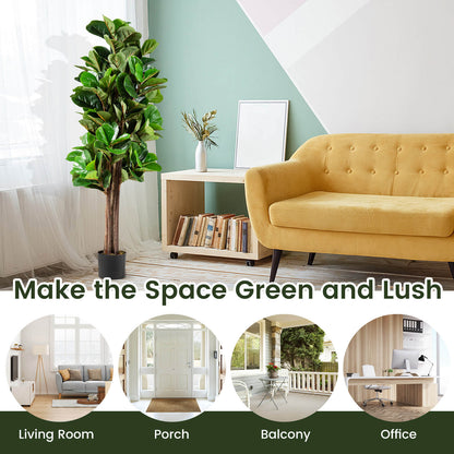 5ft Lifelike Artificial Fiddle Leaf Fig Tree with Moss Base – Perfect Indoor & Outdoor Decoration