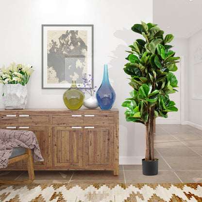 5ft Lifelike Artificial Fiddle Leaf Fig Tree with Moss Base – Perfect Indoor & Outdoor Decoration