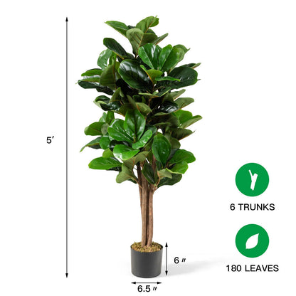 5ft Lifelike Artificial Fiddle Leaf Fig Tree with Moss Base – Perfect Indoor & Outdoor Decoration