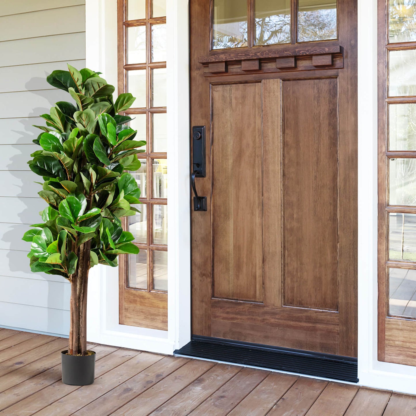 5ft Lifelike Artificial Fiddle Leaf Fig Tree with Moss Base – Perfect Indoor & Outdoor Decoration