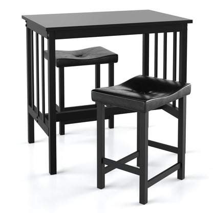 Modern 3-Piece Counter Height Dining Set with Faux Marble Table and Upholstered Stools