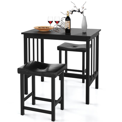 Modern 3-Piece Counter Height Dining Set with Faux Marble Table and Upholstered Stools