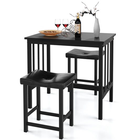 Modern 3-Piece Counter Height Dining Set with Faux Marble Table and Upholstered Stools