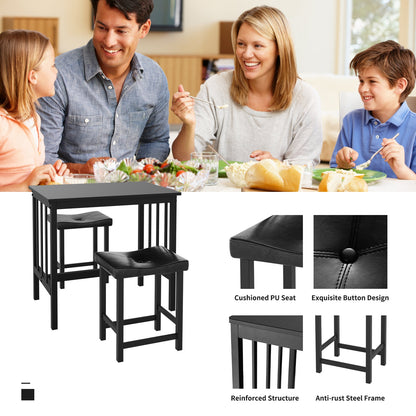 Modern 3-Piece Counter Height Dining Set with Faux Marble Table and Upholstered Stools