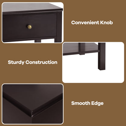 Modern Nightstand with Storage Drawer and Shelf – Brown