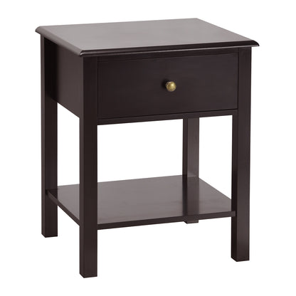 Modern Nightstand with Storage Drawer and Shelf – Brown