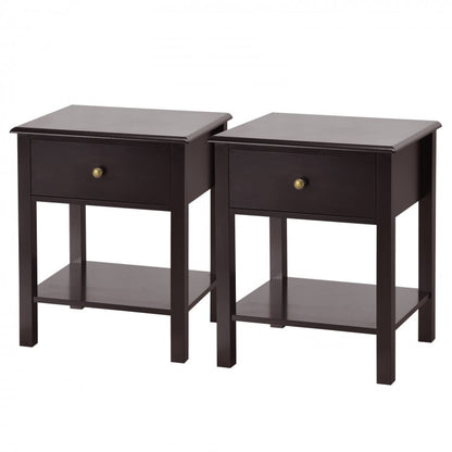 Modern Nightstand with Storage Drawer and Shelf – Brown
