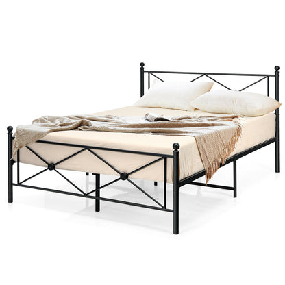 Sturdy Metal Platform Bed Frame with Headboard – Full Size