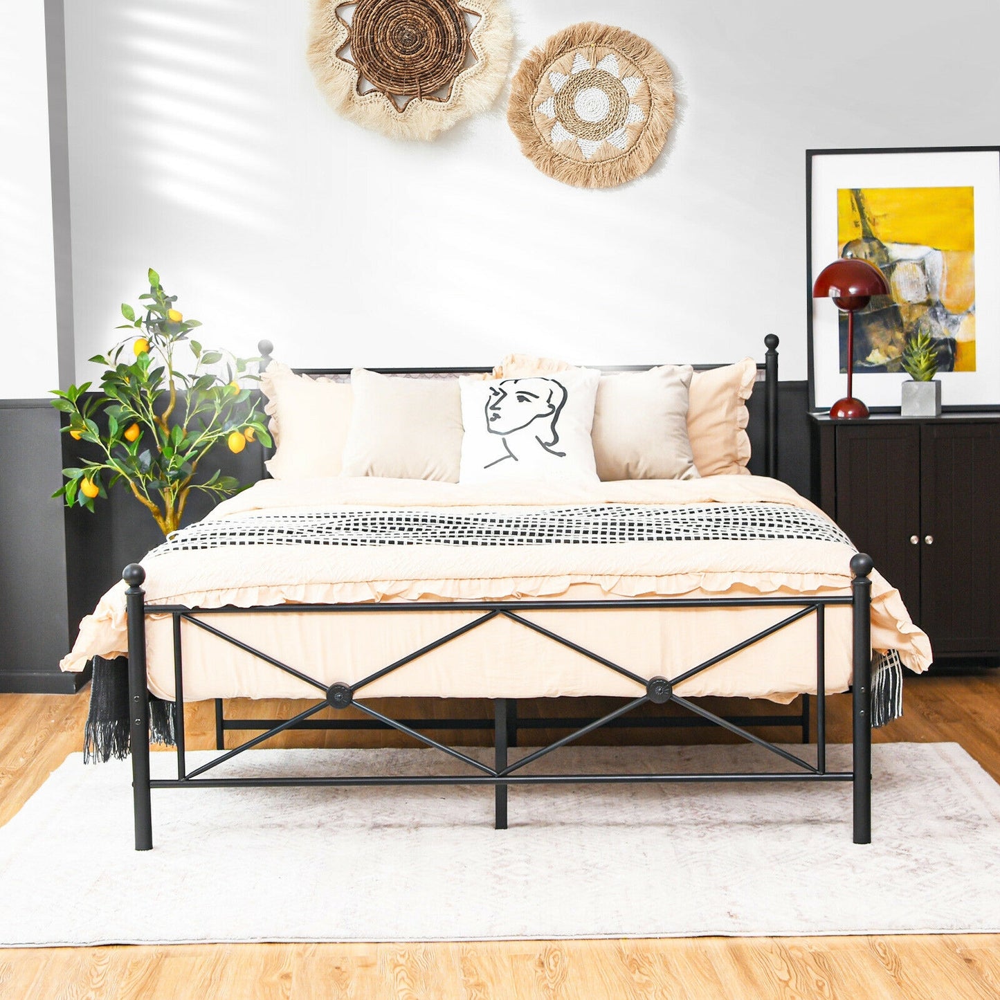 Sturdy Metal Platform Bed Frame with Headboard – Full Size