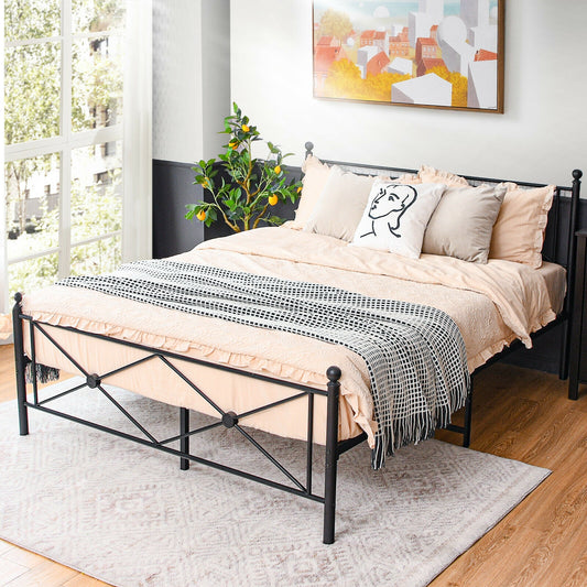 Sturdy Metal Platform Bed Frame with Headboard – Full Size
