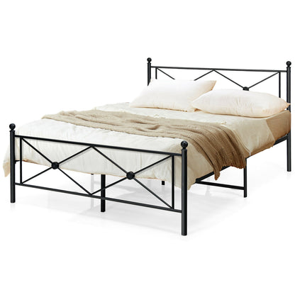 Sturdy Metal Platform Bed Frame with Headboard – Queen Size