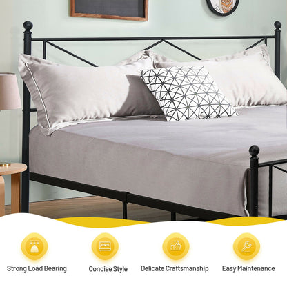 Sturdy Metal Platform Bed Frame with Headboard – Queen Size
