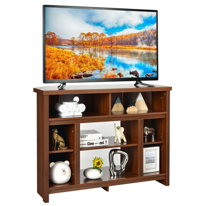 Sleek Space-Saving Corner TV Console with Adjustable Shelves for 48 Inch TVs - Brown