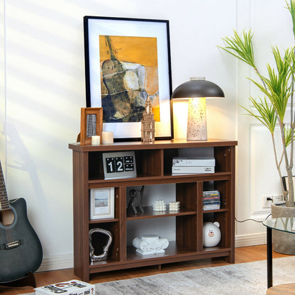 Sleek Space-Saving Corner TV Console with Adjustable Shelves for 48 Inch TVs - Brown