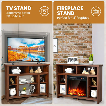 Sleek Space-Saving Corner TV Console with Adjustable Shelves for 48 Inch TVs - Brown