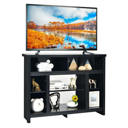 Sleek Space-Saving Corner TV Console with Adjustable Shelves for 48 Inch TVs - Black
