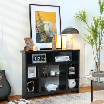 Sleek Space-Saving Corner TV Console with Adjustable Shelves for 48 Inch TVs - Black