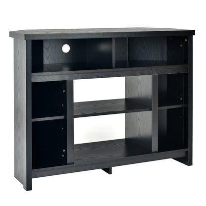 Sleek Space-Saving Corner TV Console with Adjustable Shelves for 48 Inch TVs - Black