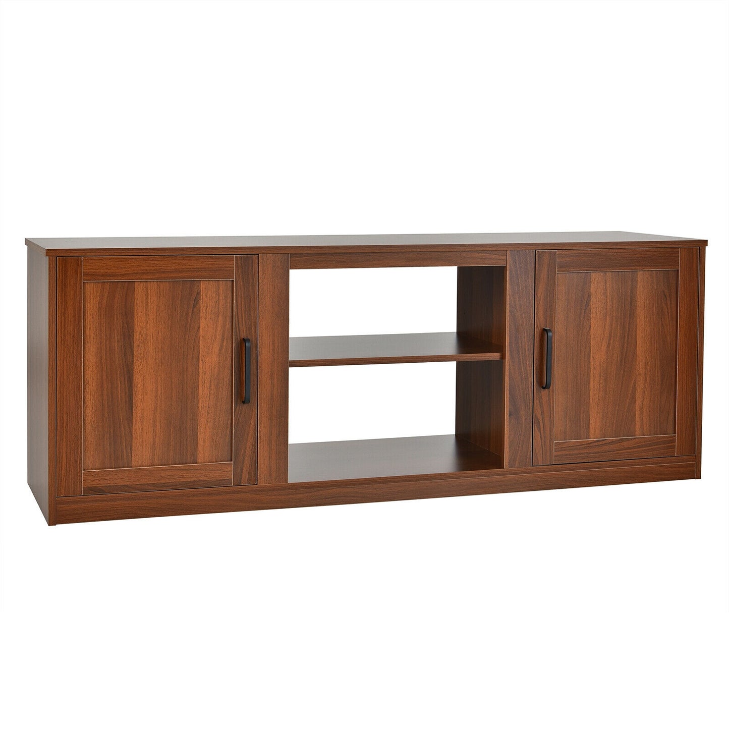 Rustic Entertainment Center for TVs up to 65 Inch with Cabinets and Fireplace Slot 58 Inch - Walnut