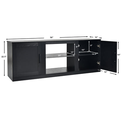 Rustic Entertainment Center for TVs up to 65 Inch with Cabinets and Fireplace Slot 58 Inch - Black