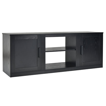 Rustic Entertainment Center for TVs up to 65 Inch with Cabinets and Fireplace Slot 58 Inch - Black