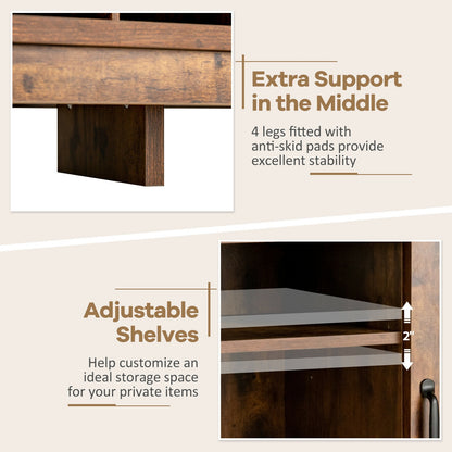 Farmhouse Buffet Cabinet with Removable Wine Rack and Storage Cabinets - Rustic Brown