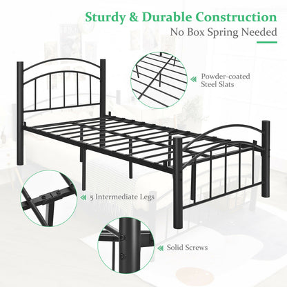 Elegant Platform Bed with Headboard and Footboard – Twin Size