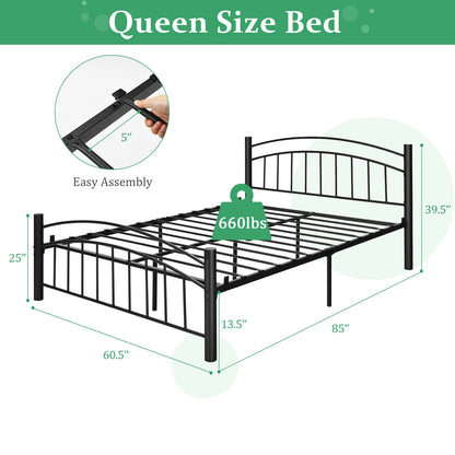 Elegant Platform Bed with Headboard and Footboard – Queen Size