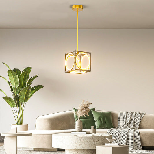 Stylish Modern LED Pendant Light with 42 Inch Adjustable Hanging Length - Golden