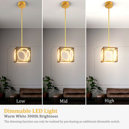 Stylish Modern LED Pendant Light with 42 Inch Adjustable Hanging Length - Golden