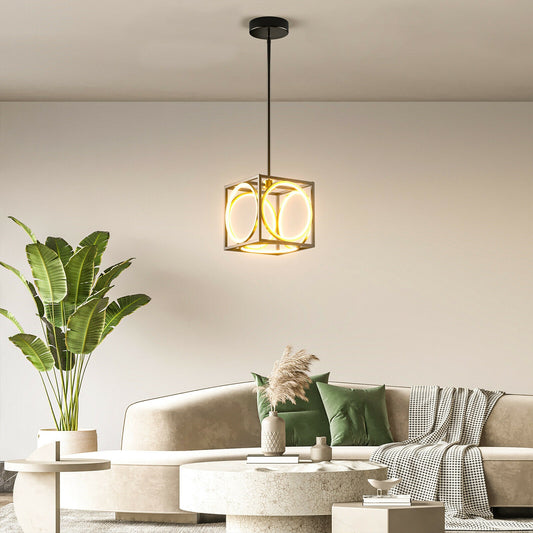 Stylish Modern LED Pendant Light with 42 Inch Adjustable Hanging Length - Black