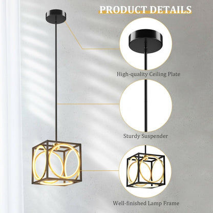 Stylish Modern LED Pendant Light with 42 Inch Adjustable Hanging Length - Black