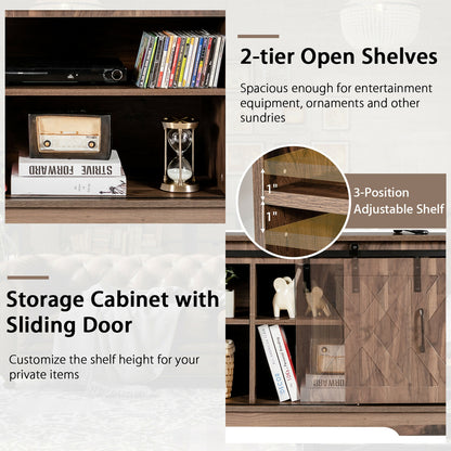 Farmhouse Sliding Barn Door TV Stand with Adjustable Shelf and Cable Management for TVs up to 50 Inch