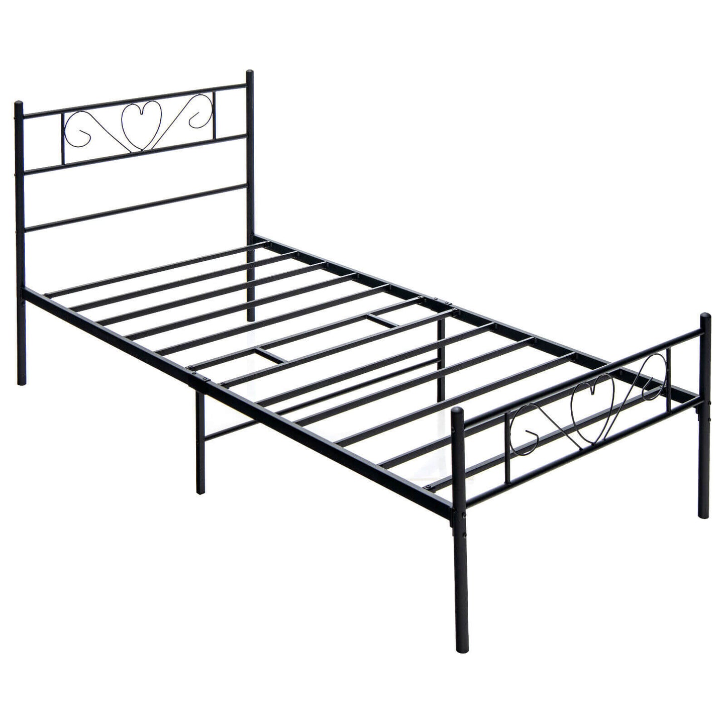 Stylish Twin XL Metal Bed Frame with Elegant Heart-Shaped Headboard