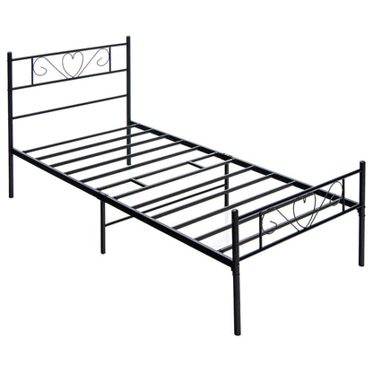 Stylish Twin XL Metal Bed Frame with Elegant Heart-Shaped Headboard