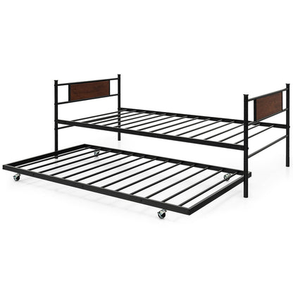Modern Twin Size Daybed Frame with Pull-Out Trundle for Extra Sleeping Space