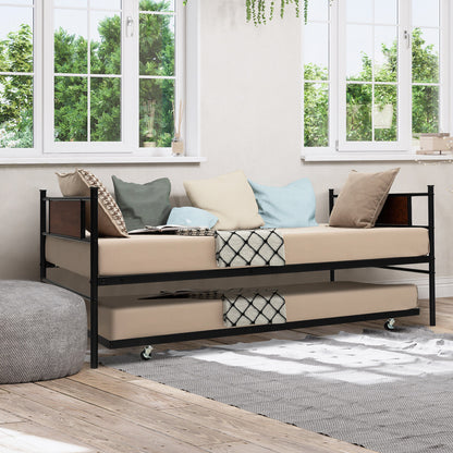 Modern Twin Size Daybed Frame with Pull-Out Trundle for Extra Sleeping Space