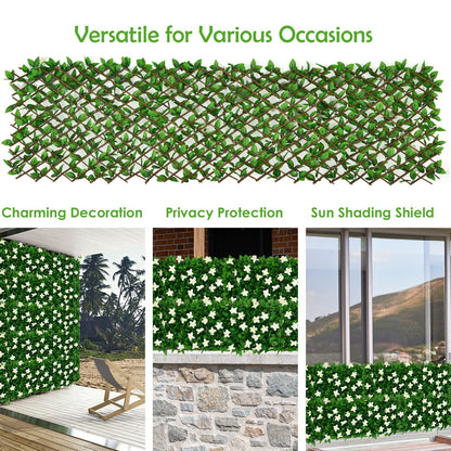 4 Piece Expandable Artificial Hedge Fence with Flowers – Privacy Screen for Indoor & Outdoor Use