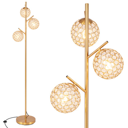 3 Globe Floor Lamp with Foot Switch and E26 Bulb Bases for Soft Lighting