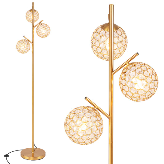 3 Globe Floor Lamp with Foot Switch and E26 Bulb Bases for Soft Lighting